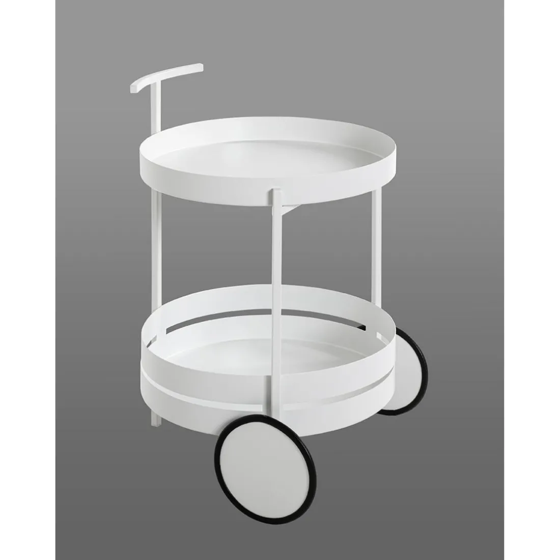 Desserte ronde double plateau blanc