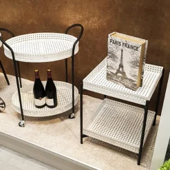 desserte structure en tube d'acier laqué noir