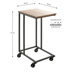 Desserte sur roulettes décor chêne