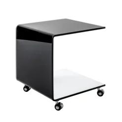 Desserte sur roulettes en verre transparent de 12 m avec intérieur laqué Blanc et extérieur laqué Noir