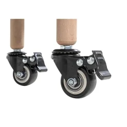 Desserte trois niveaux en bois avec étagères métal laqué vert