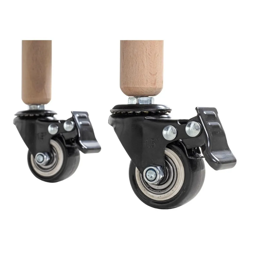 Desserte trois niveaux en bois avec étagères métal laqué vert