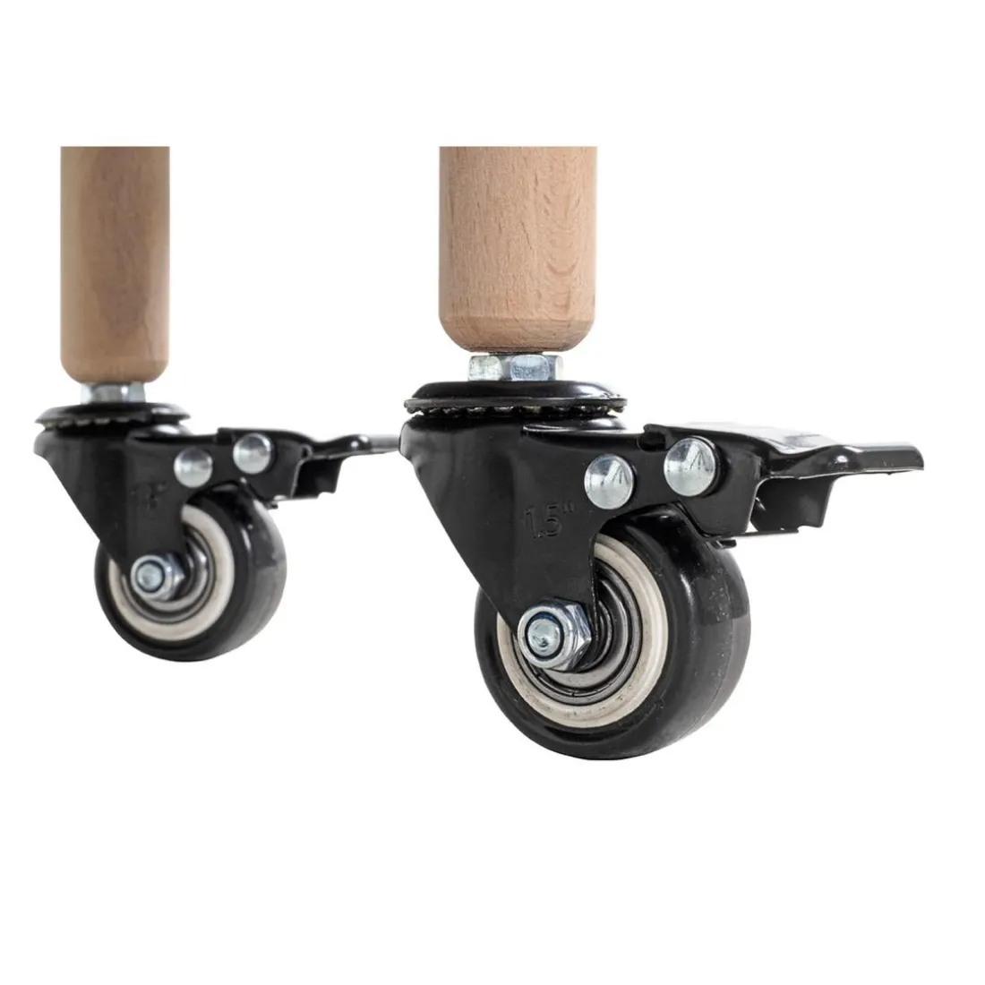 Desserte trois niveaux en bois avec étagères métal laqué vert