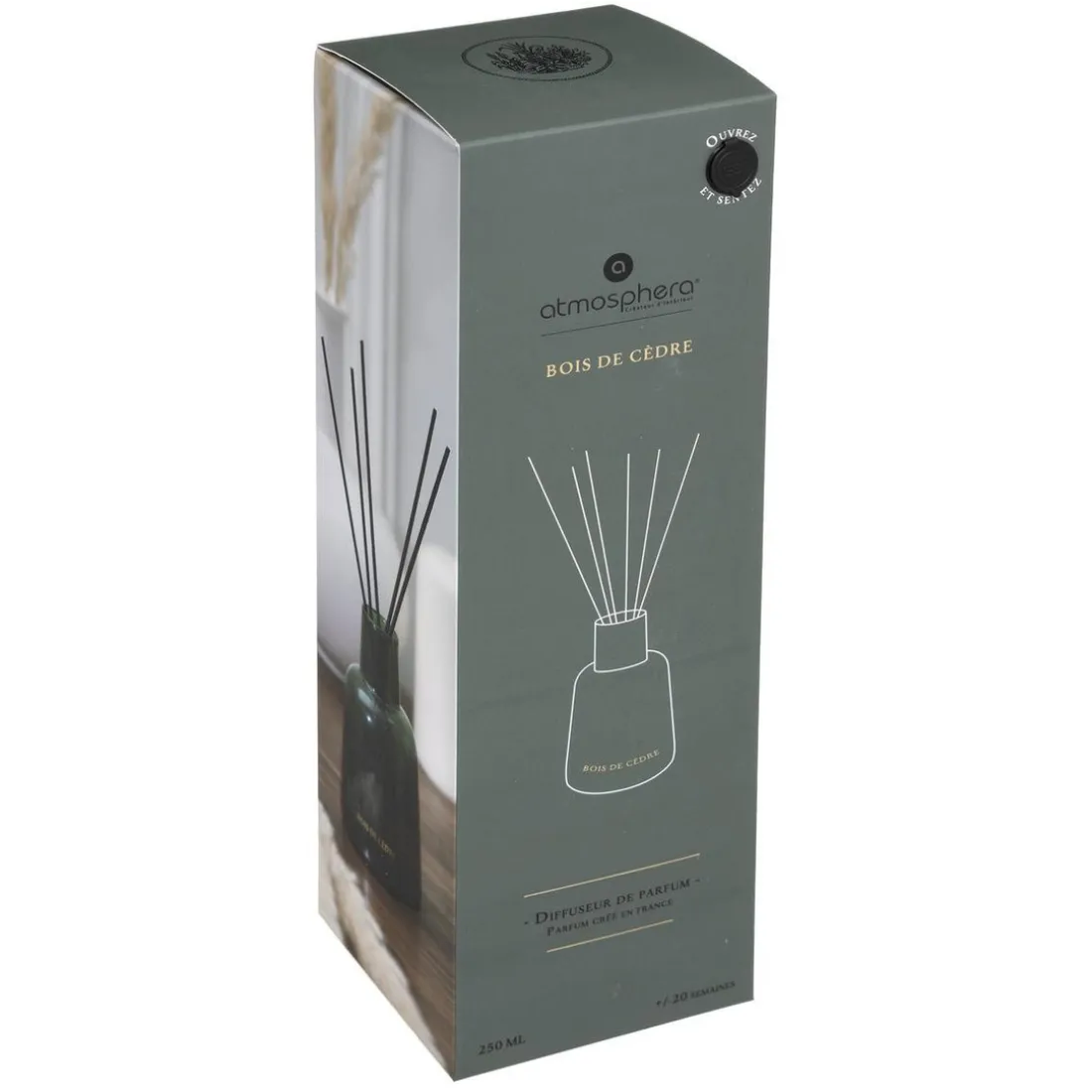 Diffuseur en Verre Bois Cèdre BILI 250 mlvoir