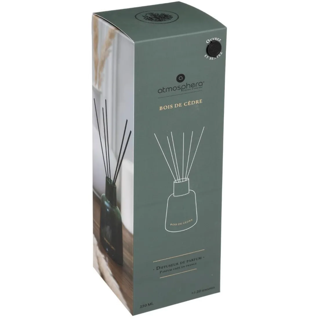Diffuseur en Verre Bois Cèdre BILI 250 mlvoir