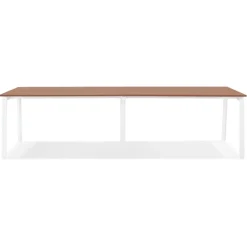 Double bureau bench ou table de réunion 'AMADEUS' en bois finition Noyer et métal blanc