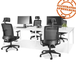 Double bureau bench ou table de réunion 'AMADEUS' en bois finition Noyer et métal blanc