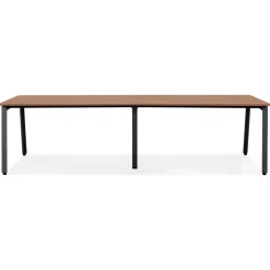Double bureau bench ou table de réunion 'AMADEUS' en bois finition Noyer et métal noir