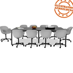 Double bureau bench ou table de réunion 'AMADEUS' en bois finition Noyer et métal noir