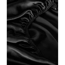 Drap Housse en Soie Sans Couture noir foncé
