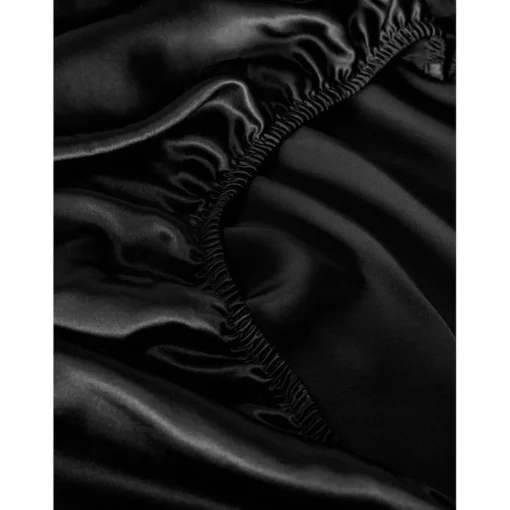 Drap Housse en Soie Sans Couture noir foncé