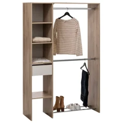 Dressing 2 penderies effet chêne naturel Beige