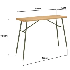 Ensemble 1 bar avec 2 tabourets pin et métal vert HELENA