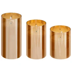Ensemble 3 bougies LED en verre SENA ambre