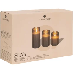 Ensemble 3 bougies LED en verre SENA ambre