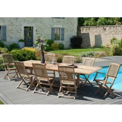 Ensemble de 2 fauteuils de jardin Lombock en bois Teck