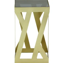 Ensemble de 3 tables d'appoint Zendaya en Verre fumé et Métal Or