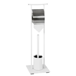 Ensemble dérouleur WC en métal blanc laqué