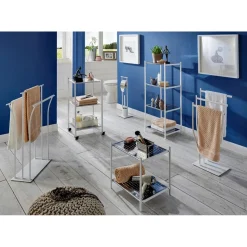 Ensemble dérouleur WC en métal blanc laqué