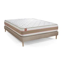 Ensemble LE DÉLICAT Ressorts ensaches Memoire de forme 5 zones de confort ,sommier kit Beige