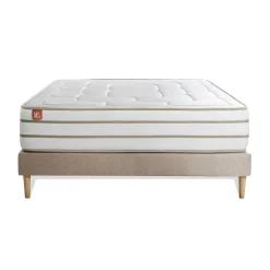 Ensemble LE DOUILLET Memoire de forme BioVisco Maxi epaisseur sommier kit Beige