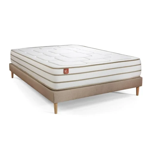 Ensemble LE DOUILLET Memoire de forme BioVisco Maxi epaisseur sommier kit Beige