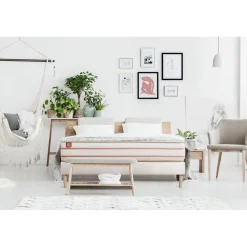 Ensemble LE DOUX Memoire de forme 3 zones de confort sommier Blanc