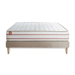 Ensemble LE DOUX Memoire de forme 3 zones de confort sommier Beige