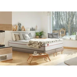 Ensemble LE PAISIBLE Memoire de forme BioVisco double sommiers Beige