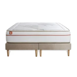 Ensemble LE PAISIBLE Memoire de forme BioVisco double sommiers Beige