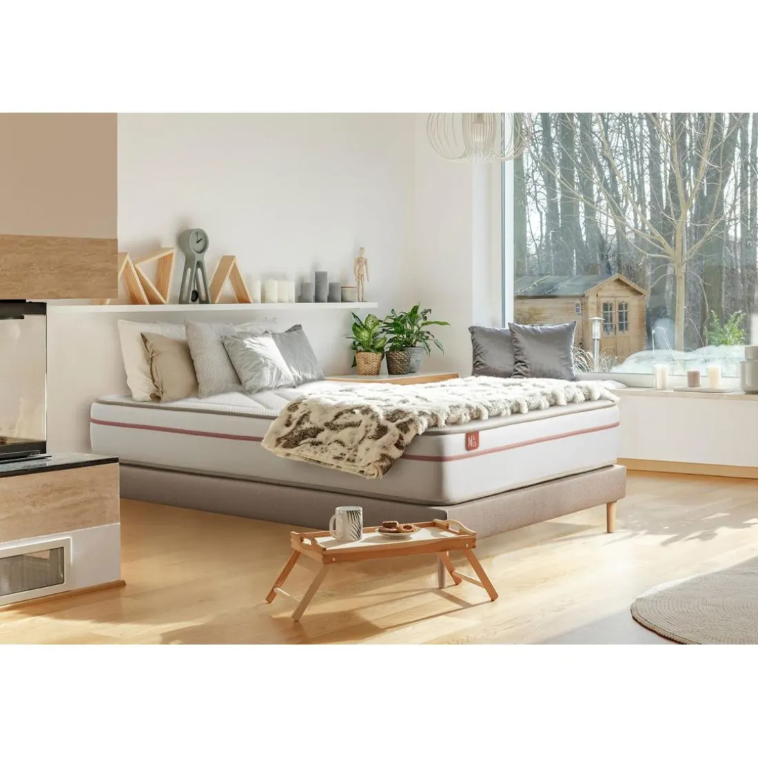Ensemble LE PAISIBLE Memoire de forme BioVisco sommier Beige