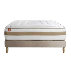 Ensemble LE RAFFINÉ Ressorts ensaches Memoire de forme BioVisco Maxi epaisseur sommier kit Beige
