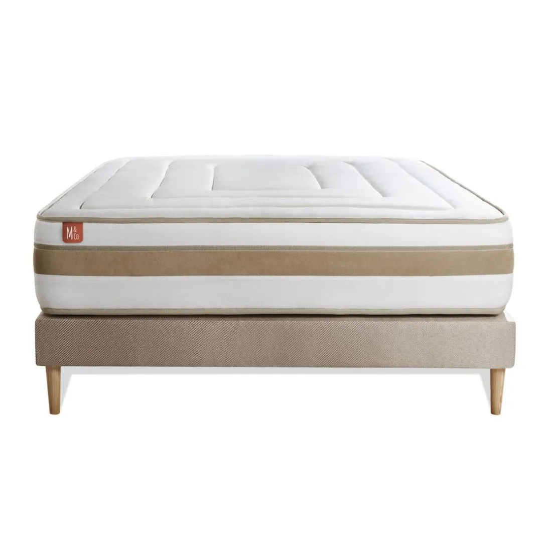 Ensemble LE RAFFINÉ Ressorts ensaches Memoire de forme BioVisco Maxi epaisseur sommier kit Beige