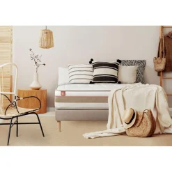 Ensemble LE TENDRE Ressorts ensaches Memoire de forme 7 zones de confort sommier Beige