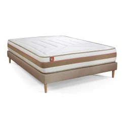 Ensemble LE TENDRE Ressorts ensaches Memoire de forme 7 zones de confort sommier Beige