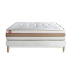 Ensemble LE TENDRE Ressorts Memoire de forme 7 zones de confort sommier kit Blanc