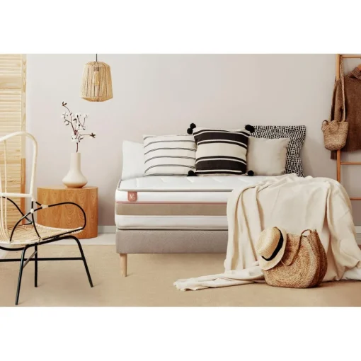 Ensemble LE TENDRE Ressorts ensaches Memoire de forme 7 zones de confort sommier kit Beige