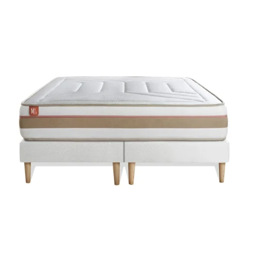 Ensemble LE TENDRE Ressorts ensaches Memoire de forme 7 zones de confort double sommiers Blanc