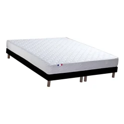 Ensemble Matelas Ressorts Fermes biconiques SPECTOS + Sommier Made in France - Sommier Noir