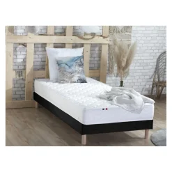 Ensemble Matelas Ressorts Fermes biconiques SPECTOS + Sommier Made in France - Sommier Noir