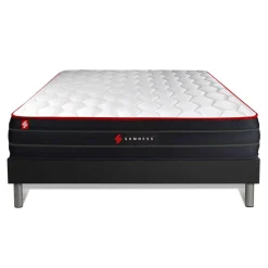 Ensemble matelas ressorts ensaches et memoire de forme,sommier kit noir