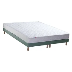 Ensemble Matelas Ressorts Fermes biconiques SPECTOS + Sommier Made in France - Sommier Vert céladon