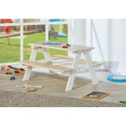 Ensemble table et bancs enfant en bois - HINNA