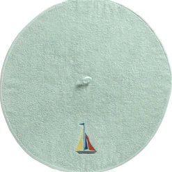 Essuie-mains rond brodé bateau SAILOR vert d'eau
