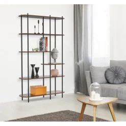 Etagere de 6 niveaux en métal et en bois Style Industriel