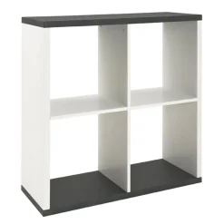 Etagère à 4 cases blanc avec plateau décor granit