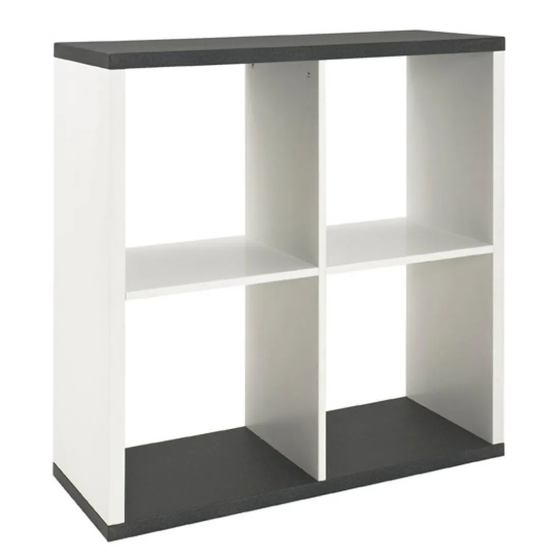 Etagère à 4 cases blanc avec plateau décor granit