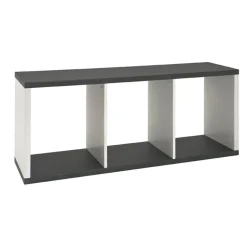 Etagère à 3 compartiments blanc avec plateaux décor granit