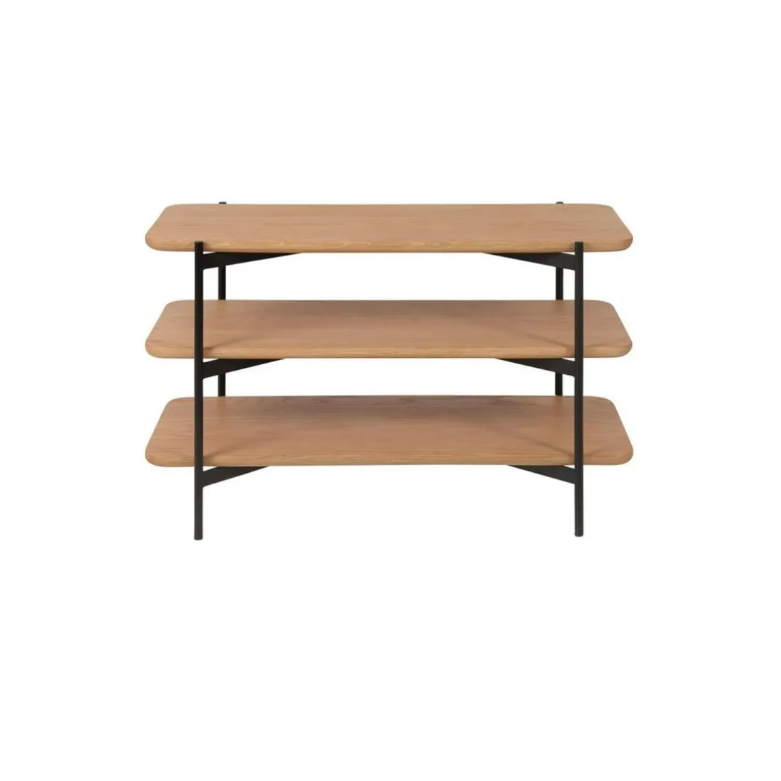 Etagère à 3 Plateaux en Chêne et Métal Noir PHILOU