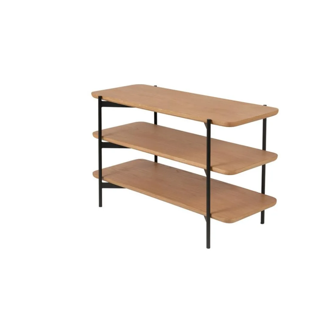 Etagère à 3 Plateaux en Chêne et Métal Noir PHILOU